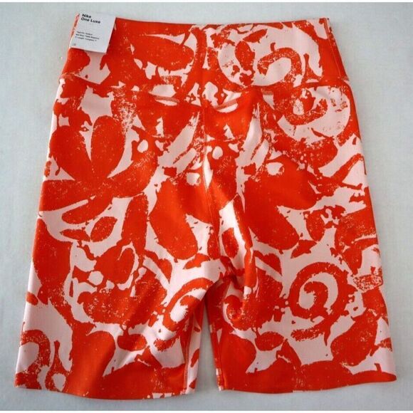Nike DM7627-817 Women's Sz M Orange One Luxe Icon Clash Mid-Rise 7" Bike Shorts - Picture 2 of 8